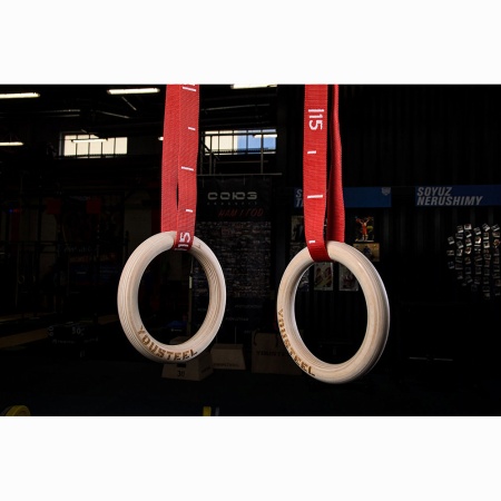 Купить Кольца гимнастические 32 мм красные стропы в Артёме 